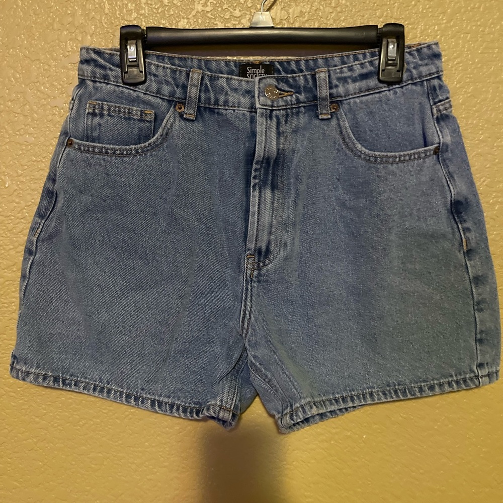 Simple Blue Jean Shorts Vintage High-Waisted